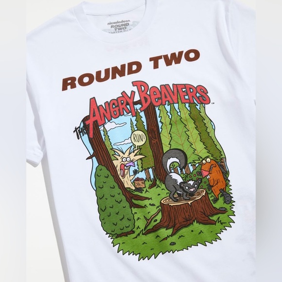 Urban Outfitters | Angry Beavers White Graphic T-shirt | Size L NWT - Picture 1 of 7
